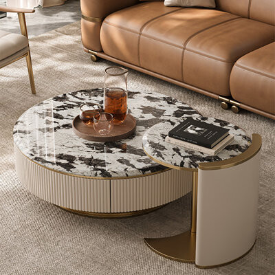 Modern and simple marble coffee table set