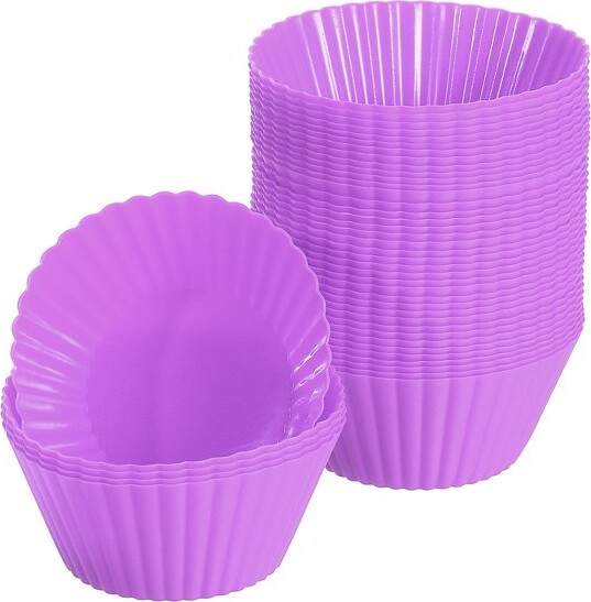 Unique Bargains Silicone Non-Stick Heat Resistant Baking Cups Purple 42 Pcs