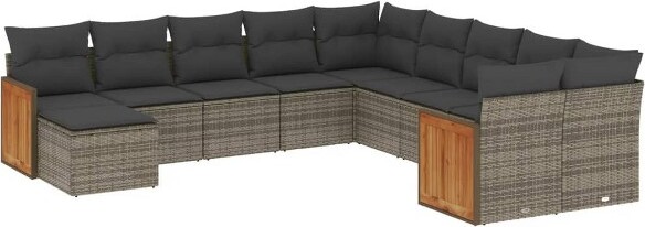 VidaXL vidaXLPatioSofaSetBlackPErattanLargeModularGardenSofaSet-GrayWithouttable