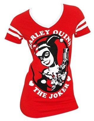 Batman Harley Quinn Varsity Womens Juniors V-Neck T-Shirt (S, )