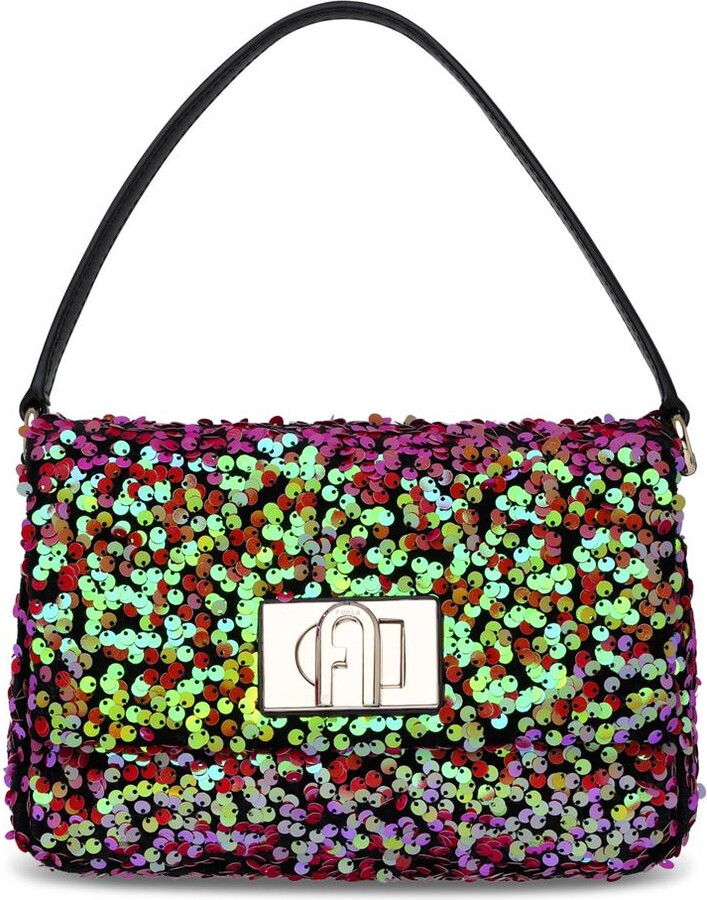 Furla Camellia Phone Bag In Fabric Adorned With Multicolor Sequins