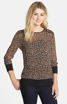 Thumbnail for your product : Vince Camuto Lace Trim Leopard Print Sheer Pullover