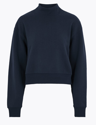 Marks and Spencer Cotton Relaxed Cropped Sweatshirt