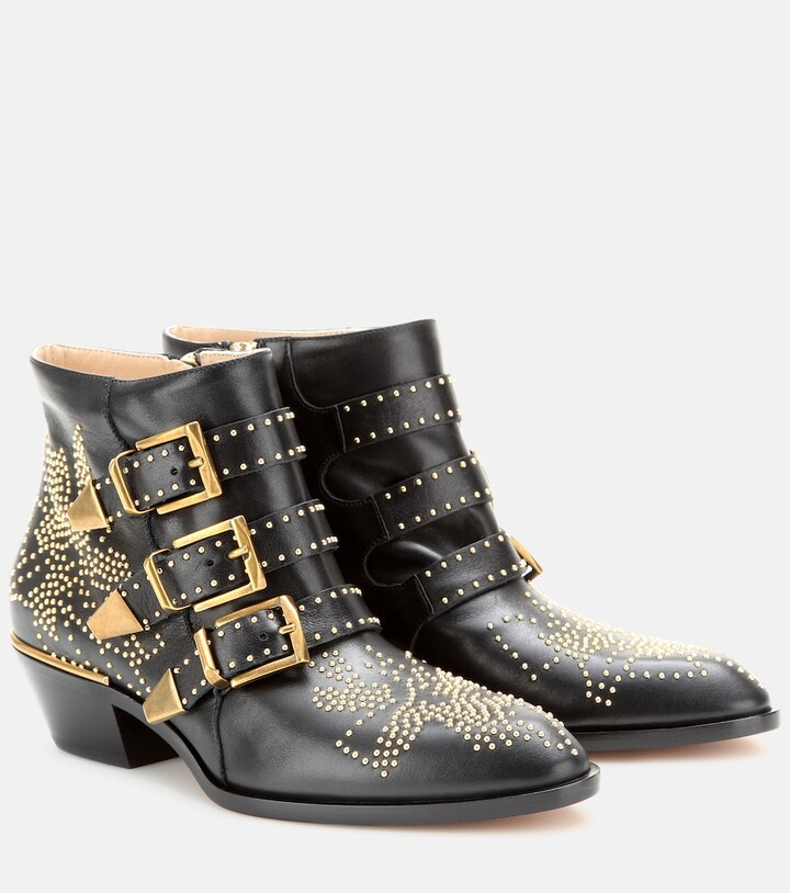 leather ankle boots with studs