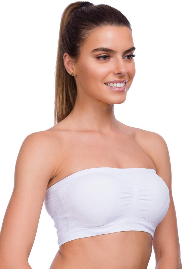 FUTURO FASHION Womens Padded Boobtube Seamless Top Strapless Bandeau Bra  Sport Underwear S-XL FG2085 White - ShopStyle