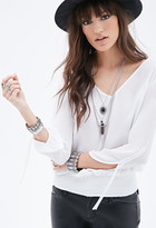 Thumbnail for your product : Forever 21 Smocked Crepe Peasant Top