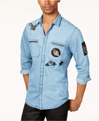 INC International Concepts Men's Denim Patch Shirt, Created for Macy's