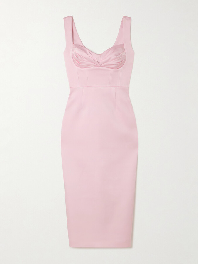 Rebecca Vallance Aymee Gathered Satin-twill Midi Dress - Pink