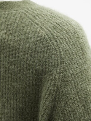 Ganni V-neck Wool-blend Cardigan - Khaki