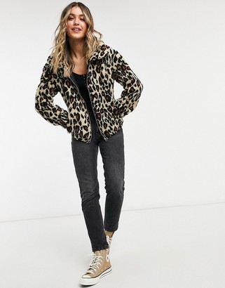 JDY teddy jacket in leopard