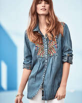 Thumbnail for your product : Tolani Kristy Embroidered Chambray Shirt, Plus Size