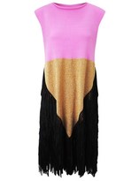 Thumbnail for your product : Tim Ryan Pink Gold Lurex Fringe Dress