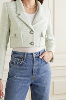 Thumbnail for your product : Alessandra Rich Cropped Embellished Sequined Wool-blend Tweed Jacket - Mint