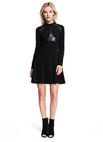 Thumbnail for your product : 1 STATE Faux-Leather-Trimmed Fit-and-Flare Dress
