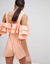 Thumbnail for your product : Fashion Union Off Shoulder Romper With Ruffle Layers