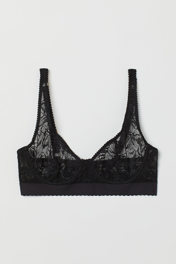 H&M Non-padded Underwire Satin and Lace Bra