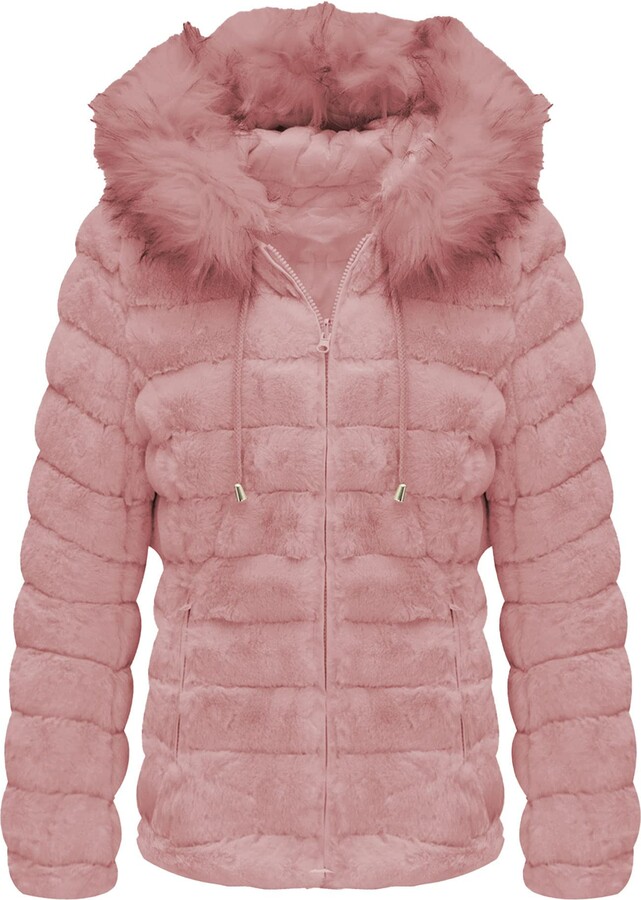 Bravepe Womens Solid Faux Fur Fluffy Hooded Winter Warm Cardigan Coat Outerwear