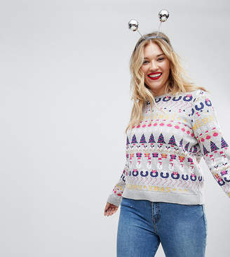 ASOS Curve Foundation CURVE All Things Holidays Sweater In Metallic Yarn
