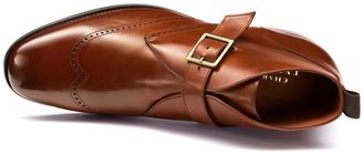 Charles Tyrwhitt Tan Drift Wing Tip Brogue Monk Boots Size 10