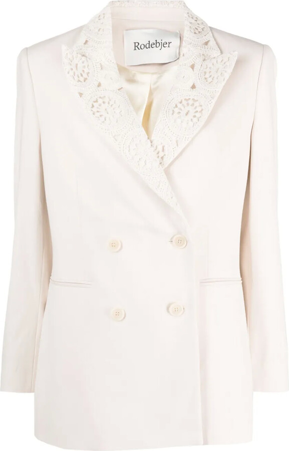 Rodebjer Double-Breasted Crochet Blazer