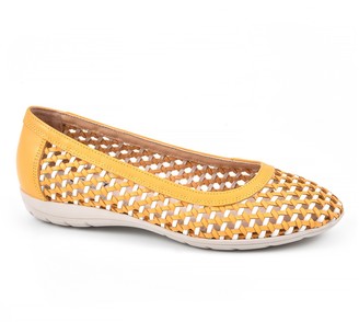 yellow leather flats womens