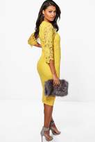 Thumbnail for your product : boohoo Boutique Kiki Lace 3/4 Sleeve Midi Dress