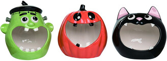 Transpac Dolomite 9In Multicolor Halloween Big Mouth Candy Bowl Set Of 3