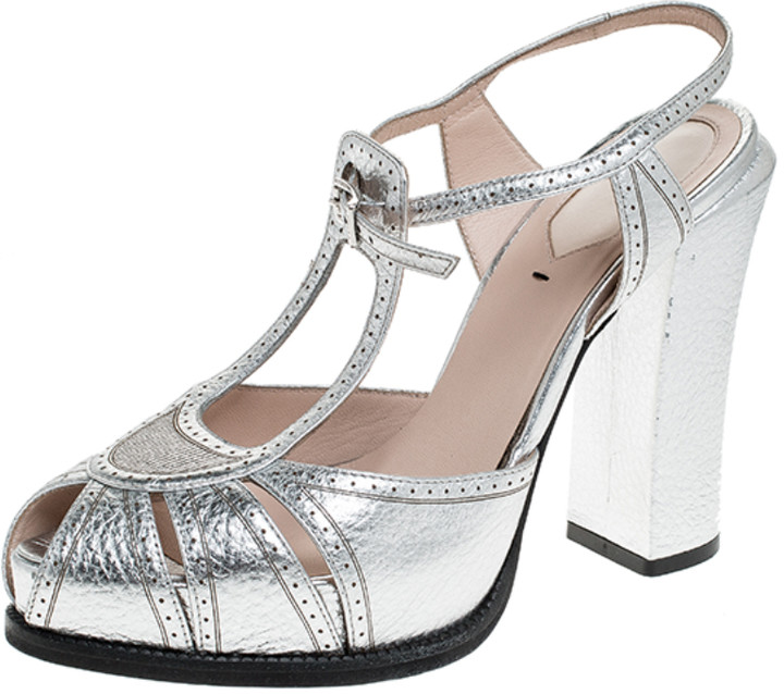 fendi silver heels