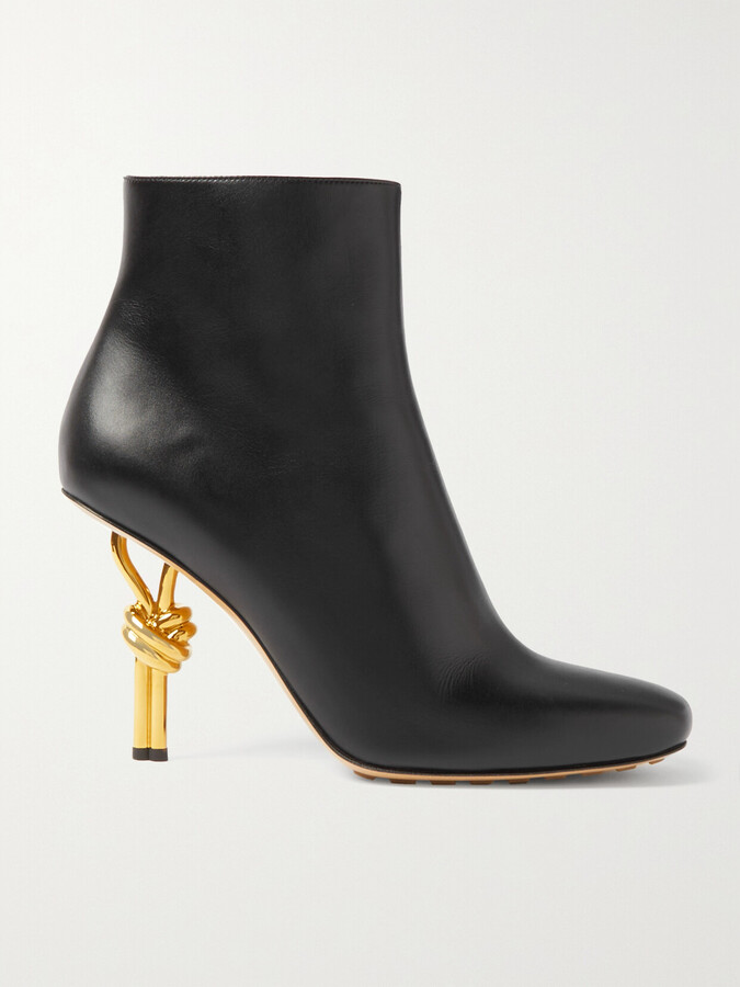 Bottega Veneta Knot Leather Ankle Boots - Black