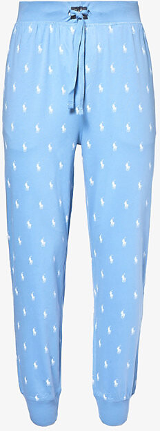 Polo Ralph Lauren Mens ky Blue Logo-print Tapered-leg Cotton-jersey Pyjama  Bottoms - ShopStyle