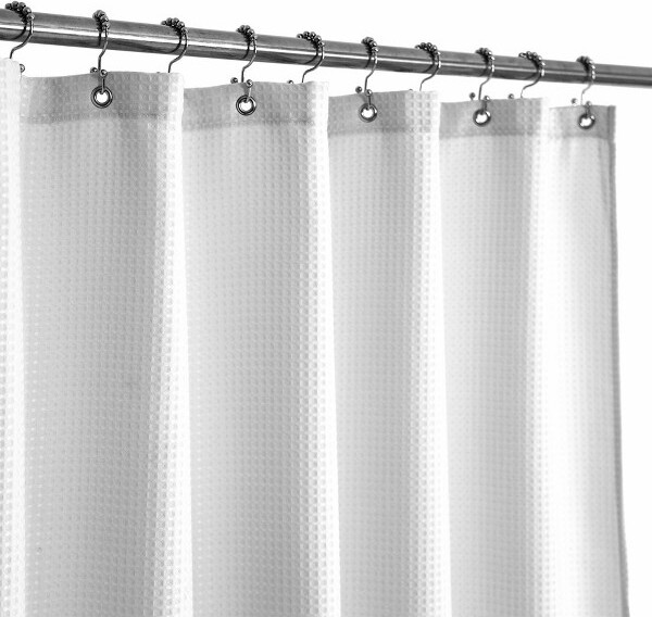 AoiboxWaffleWeaveFabricShowerCurtainHotelSpaLuxuryHeavyweightCurtainsforBathroomwithClothPiquePatternWaterRepellent