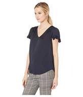 Thumbnail for your product : CeCe V-Neck Satin Jacquard Ruffled Top