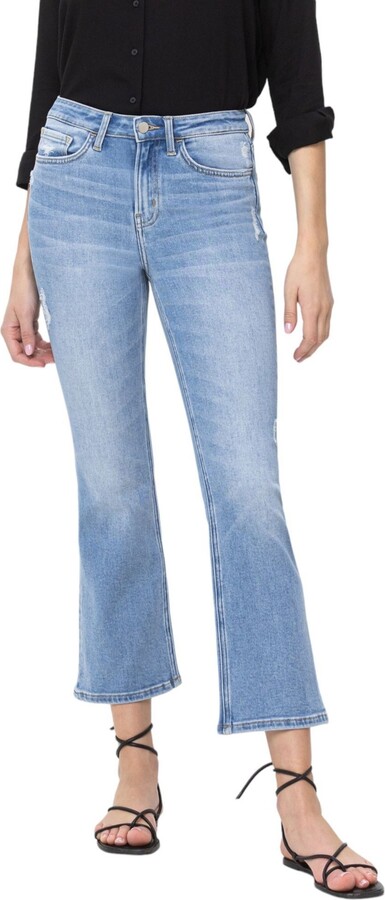 Flying Monkey Women's High Rise Cropped Flare Jeans