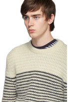 Thumbnail for your product : Saint Laurent Off-White and Black Stripes Crewneck Sweater
