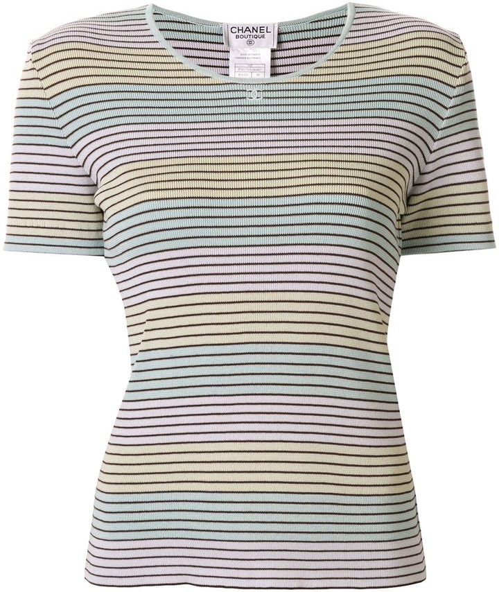 Chanel Pre Owned 1998 striped T-shirt - ShopStyle