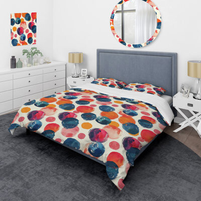 Design Art Green Modern Polka Dot Print I - Modern Duvet Cover Set
