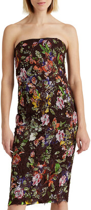Ralph Lauren Collection Karolin Strapless Floral Sequined Lace Dress