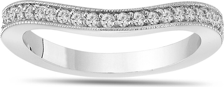 Etsy Handmade 0.15 Carat Diamond Curve Wedding Band 14K White Gold Pave