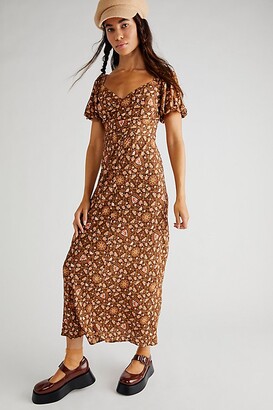 SPELL Madame Peacock Sweetheart Maxi Dress by at Free People, Coffee, XS