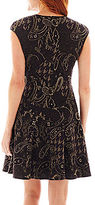 Thumbnail for your product : JCPenney Danny & Nicole Short-Sleeve Paisley Print Fit-and-Flare Dress