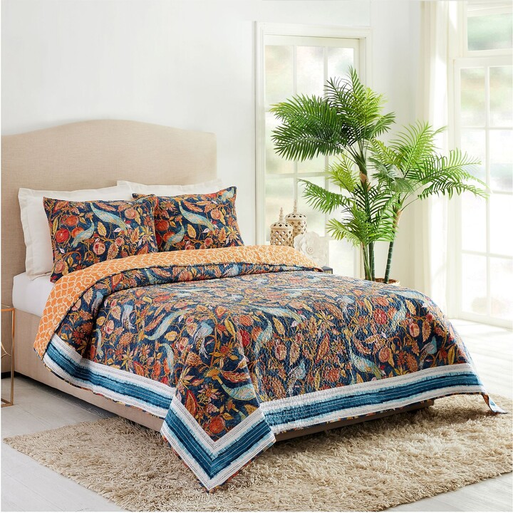 Dena Home Peacock Garden 3pc King Quilt Set