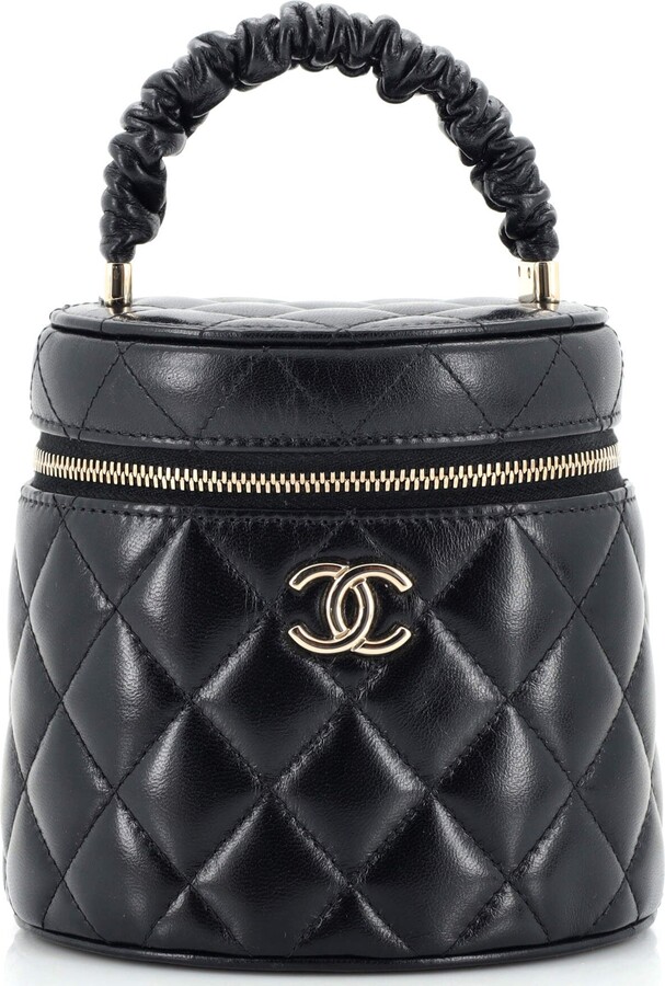 CHANEL Lambskin Quilted Small Top Handle Vanity Case With Chain Purple  1145031