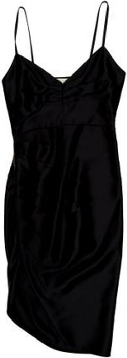 Gucci Satin Slip Dress From the 2016 Collection by Alessandro Michele Black Pleated Accents Sleeveless with Cowl Neck Exposed Zip Closure at Side Designer
