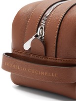 Thumbnail for your product : Brunello Cucinelli Zipped Leather Wash Bag - Brown