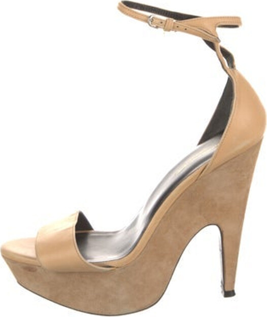 Narciso Rodriguez Leather Sandals Neutrals Platform Wrap-Around Straps Unfortunately due to restrictions this item may not be eligible for shipping in all areas.