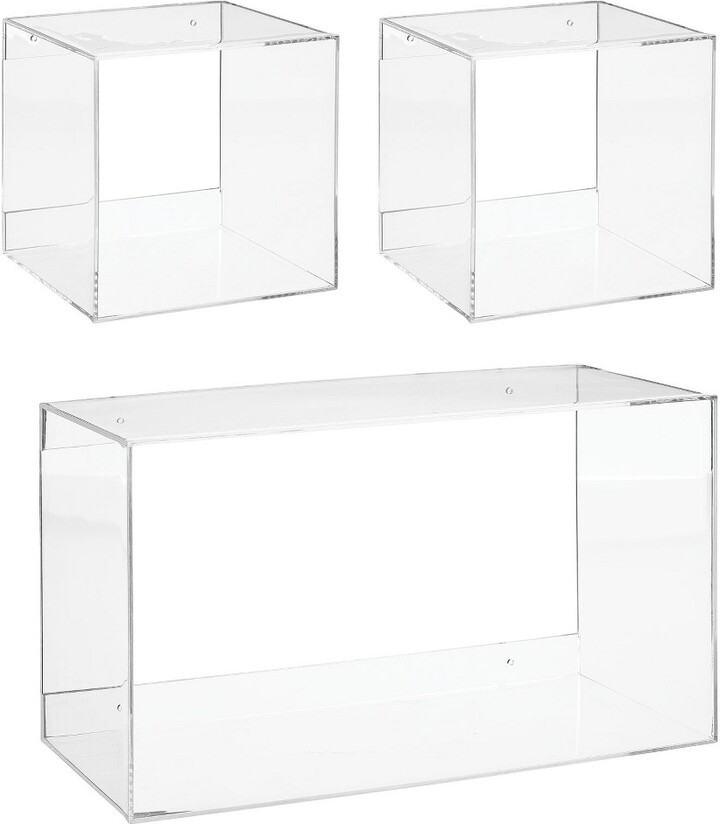 mDesign Acrylic Floating Wall Mount Geometric Display Shelves, Set of 3