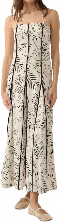 PROMESA Floral Paneled Halter Maxi Dress In Off White