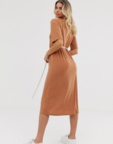 Thumbnail for your product : ASOS DESIGN midi button through shirt dress with rope belt