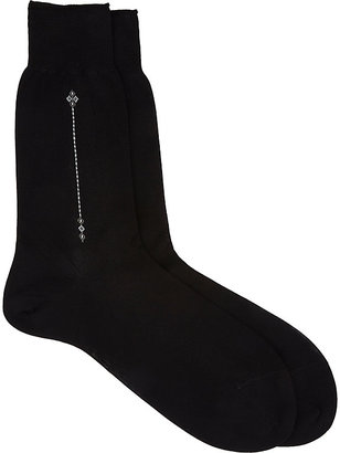 Barneys New York Men's Intarsia-Knit Socks-BLACK
