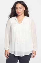 Thumbnail for your product : Lucky Brand Ivory Tassel Top (Plus Size)